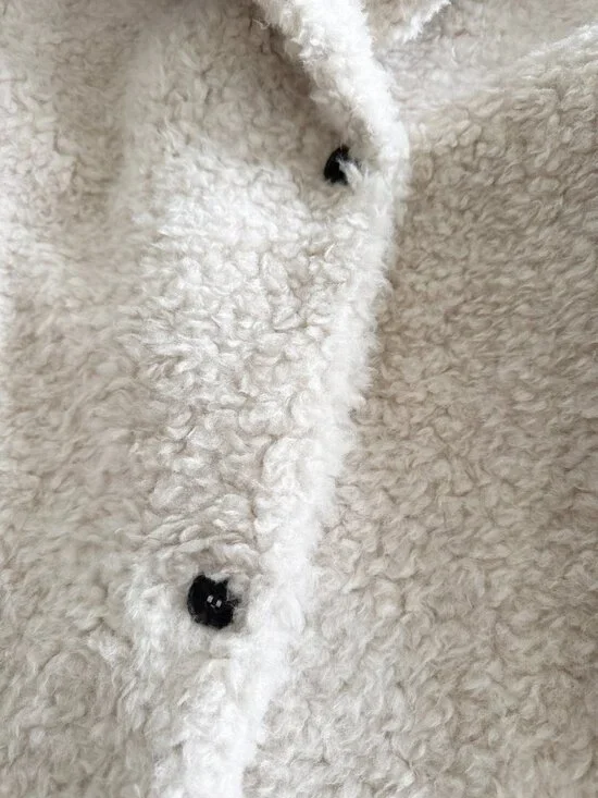 &Other Stories Wool-Blend Shearling-Fur Teddy Jacket Size Small - Picture 12 of 16